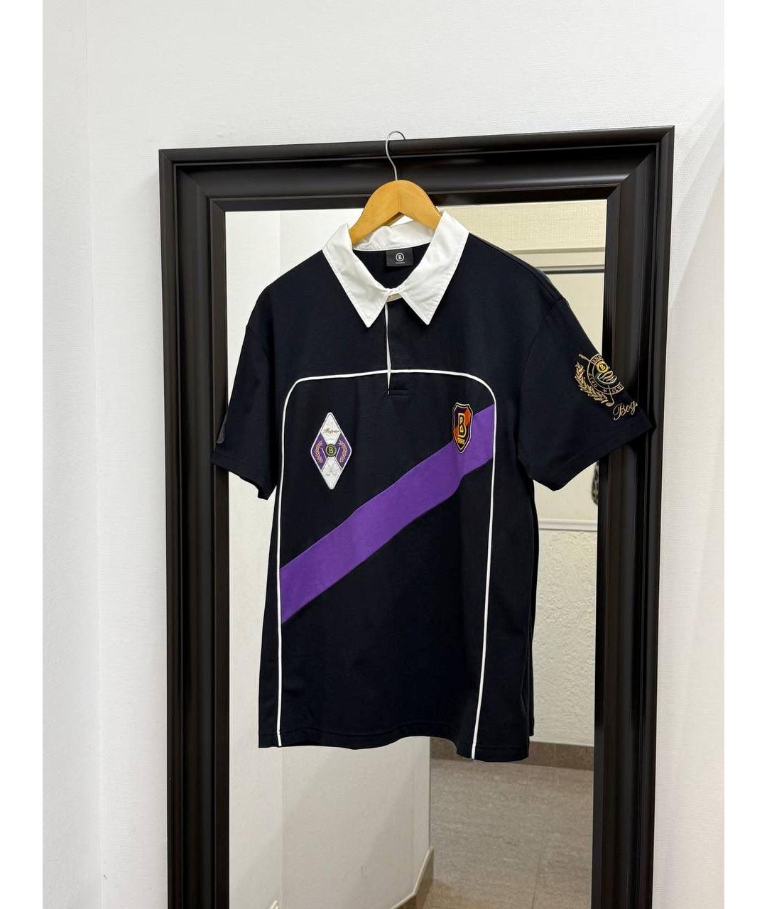 BOGNER Черное хлопковое поло с коротким рукавом, фото 8