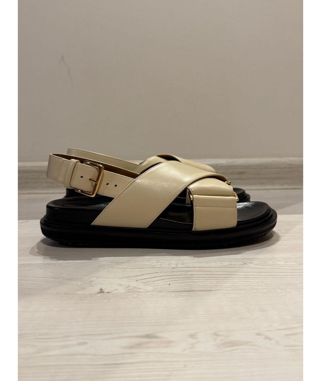 MARNI Бежевые кожаные сандалии, фото 9