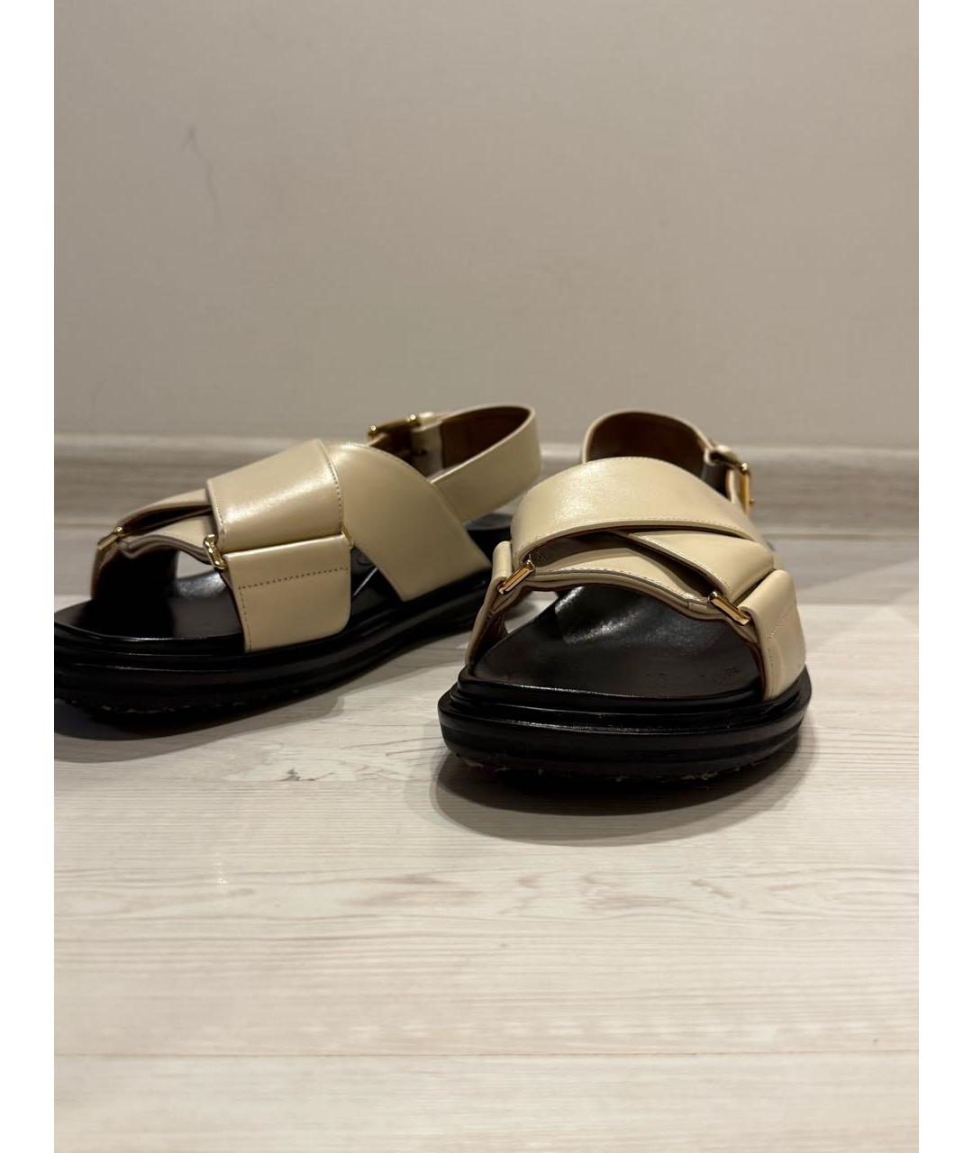 MARNI Бежевые кожаные сандалии, фото 3