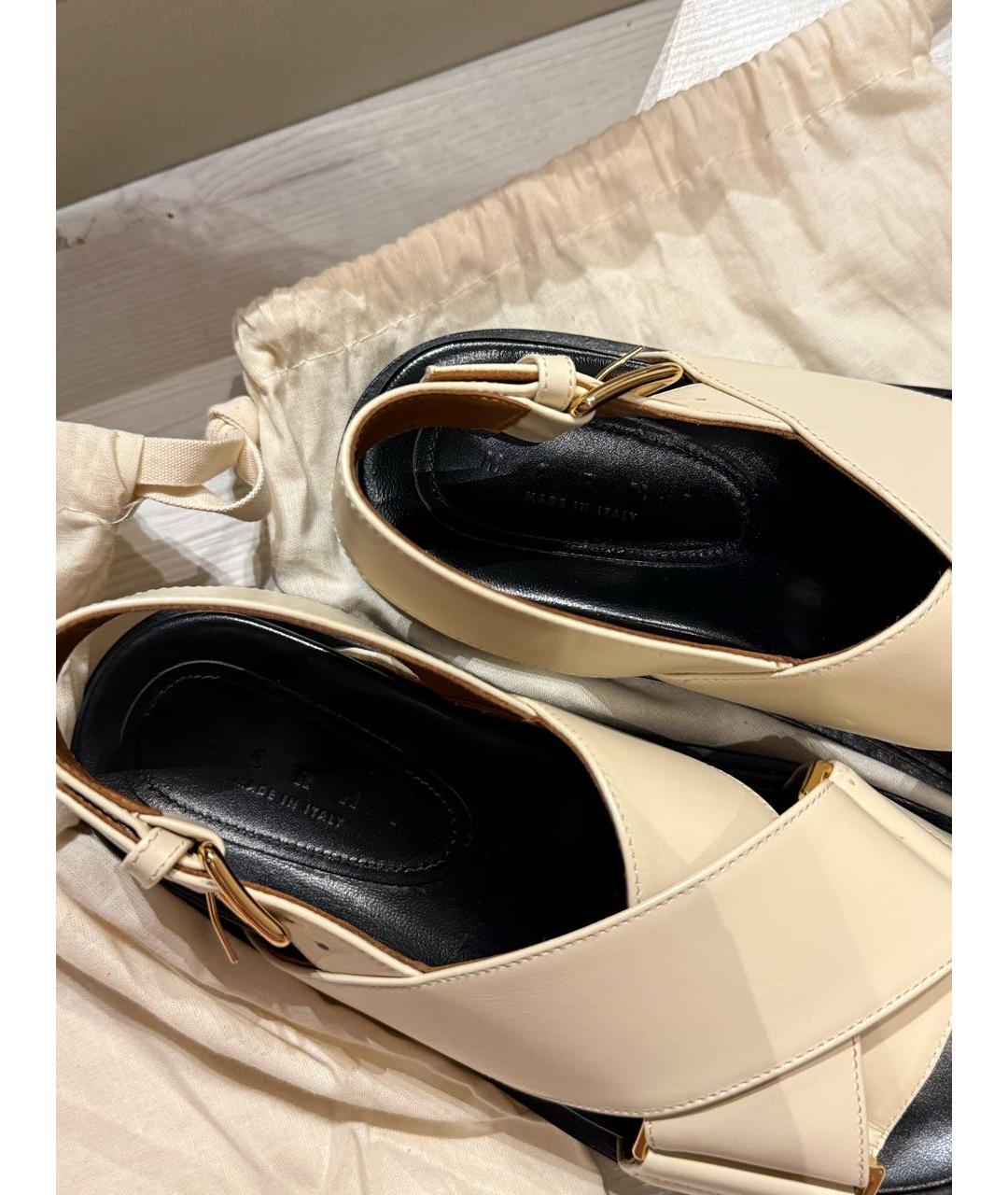 MARNI Бежевые кожаные сандалии, фото 7