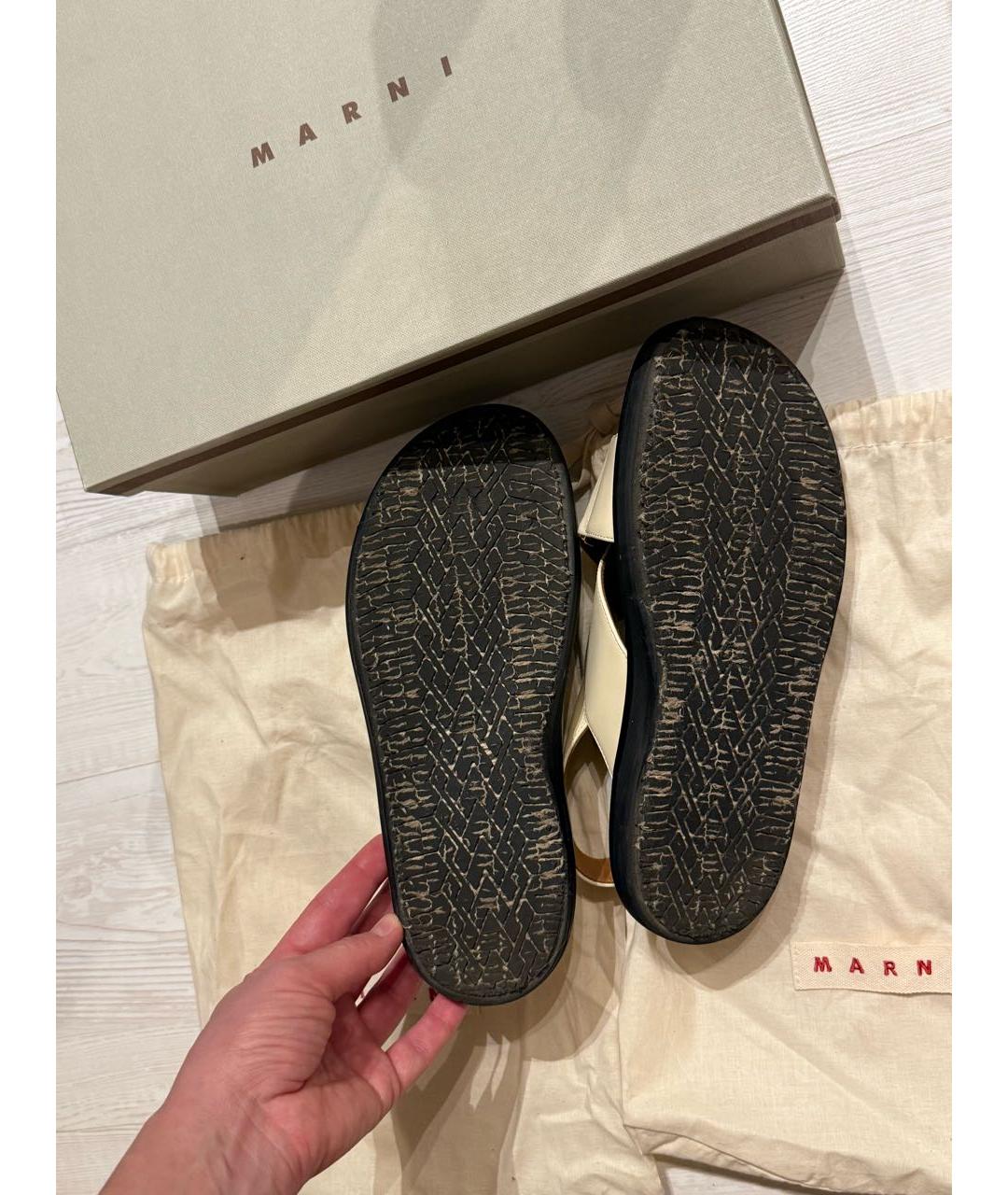 MARNI Бежевые кожаные сандалии, фото 5