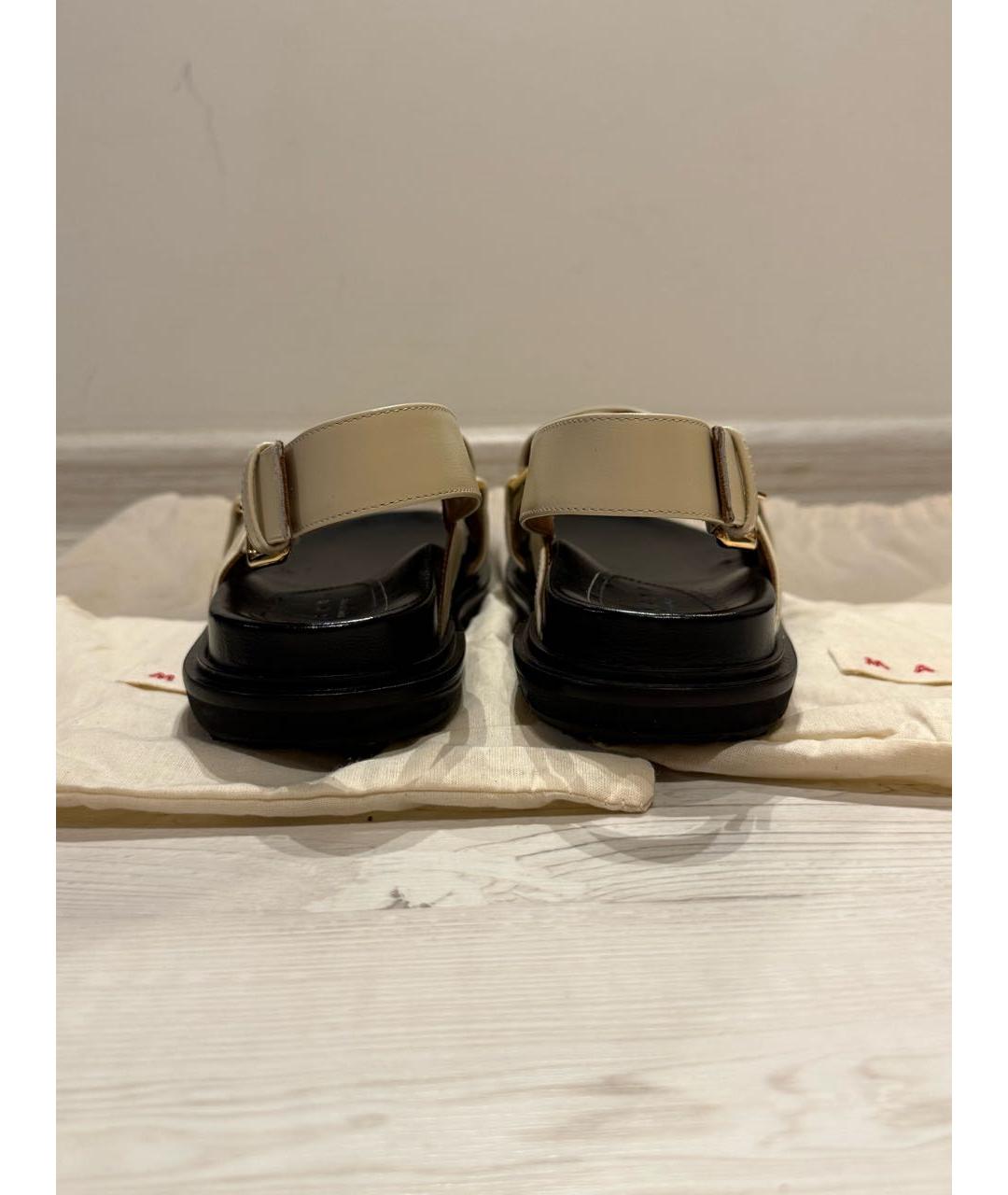 MARNI Бежевые кожаные сандалии, фото 8