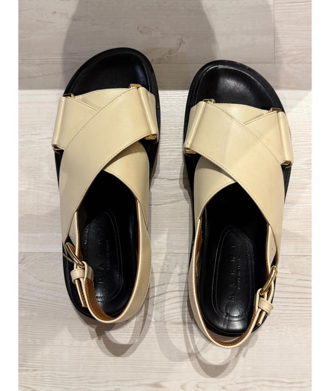 MARNI Бежевые кожаные сандалии, фото 2