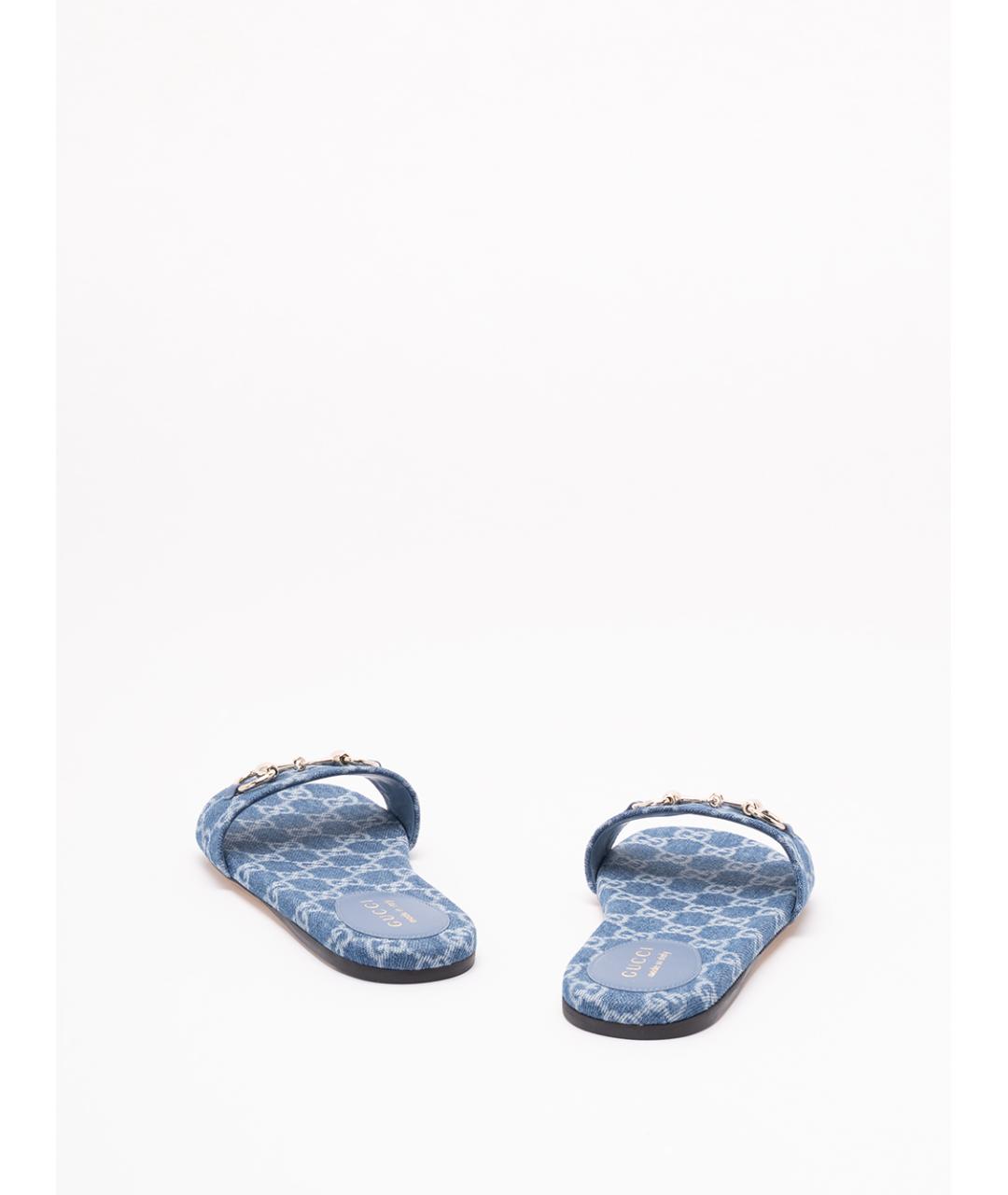 GUCCI Голубые текстильные шлепанцы, фото 3