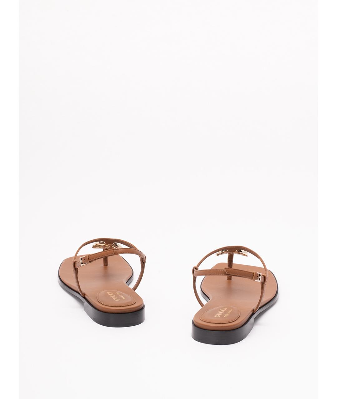 GUCCI Коричневые кожаные сандалии, фото 3