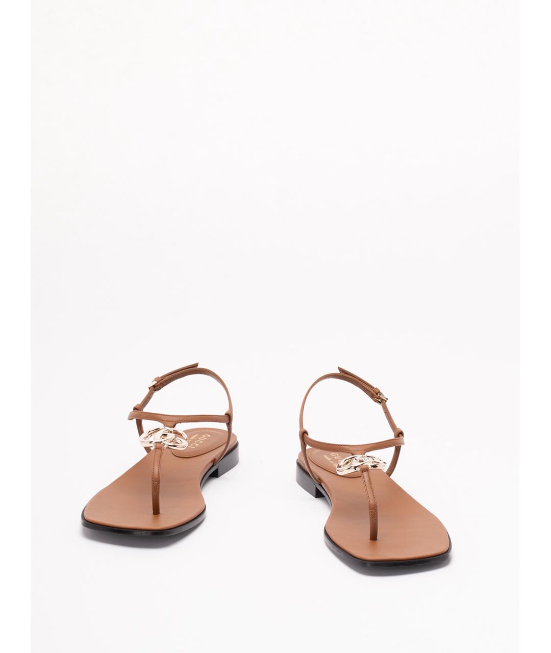 GUCCI Коричневые кожаные сандалии, фото 2