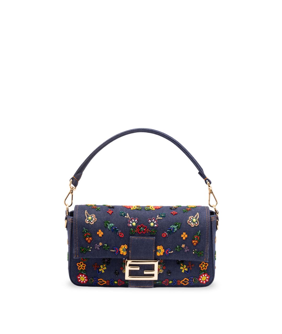 FENDI Синяя хлопковая сумка с короткими ручками, фото 1