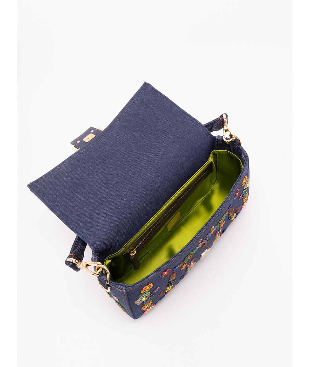 FENDI Синяя хлопковая сумка с короткими ручками, фото 7