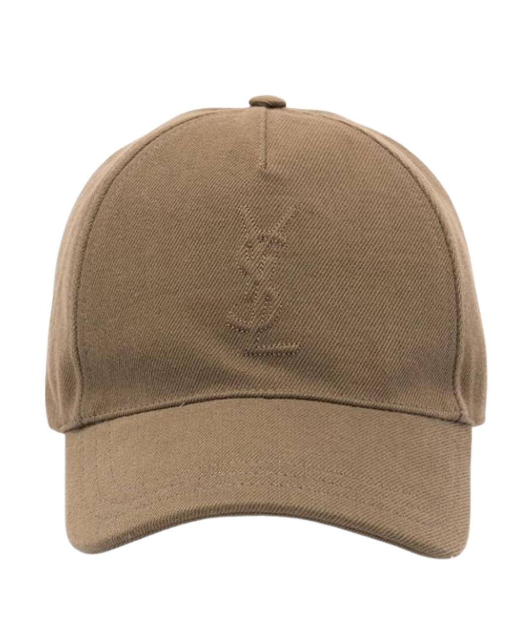 SAINT LAURENT Коричневая хлопковая кепка/бейсболка, фото 1