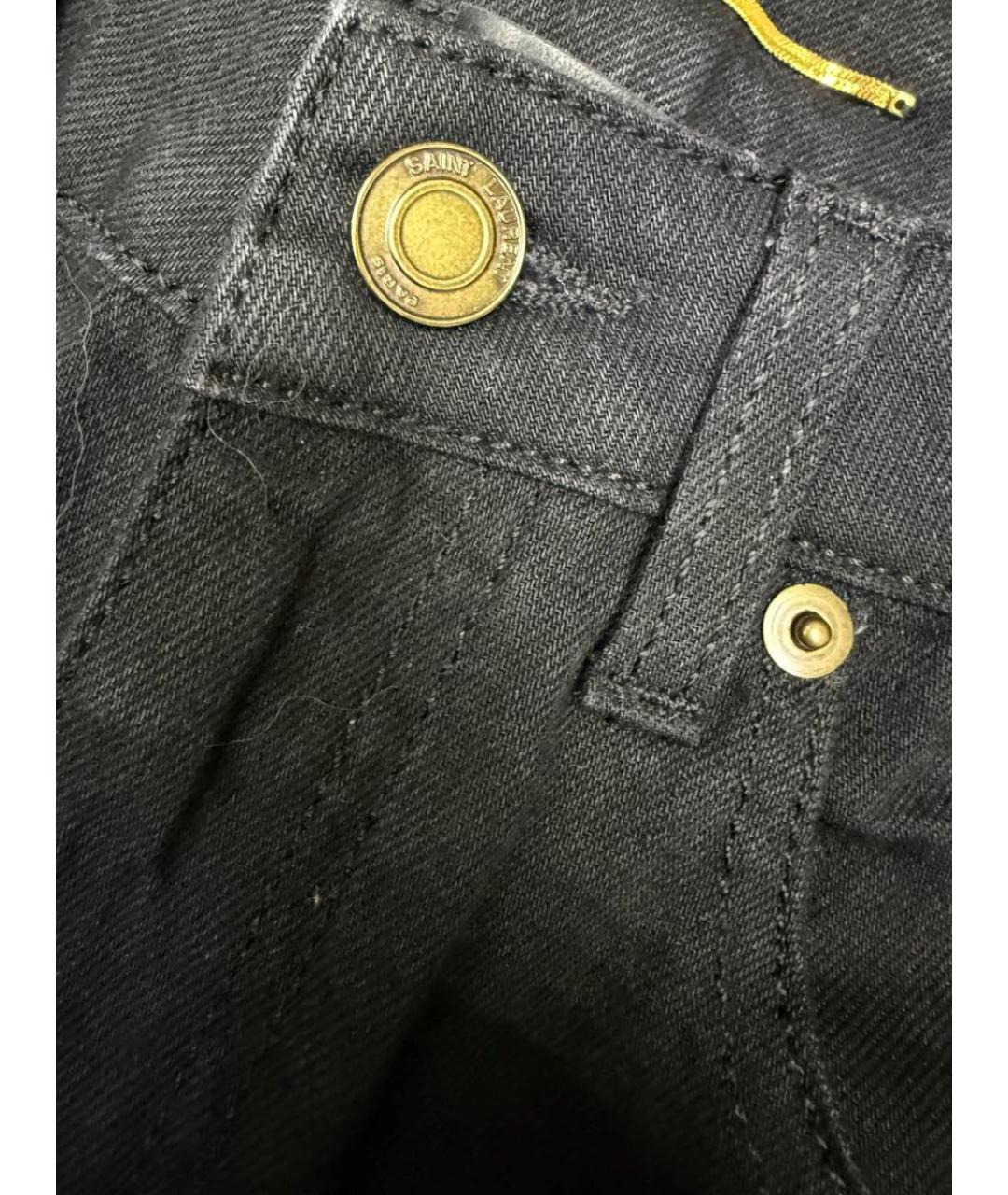 SAINT LAURENT Черные хлопко-эластановые прямые джинсы, фото 3