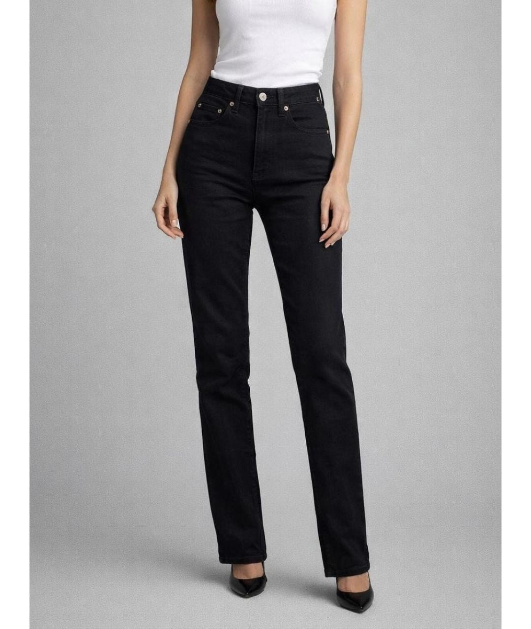 SAINT LAURENT Черные хлопко-эластановые прямые джинсы, фото 8