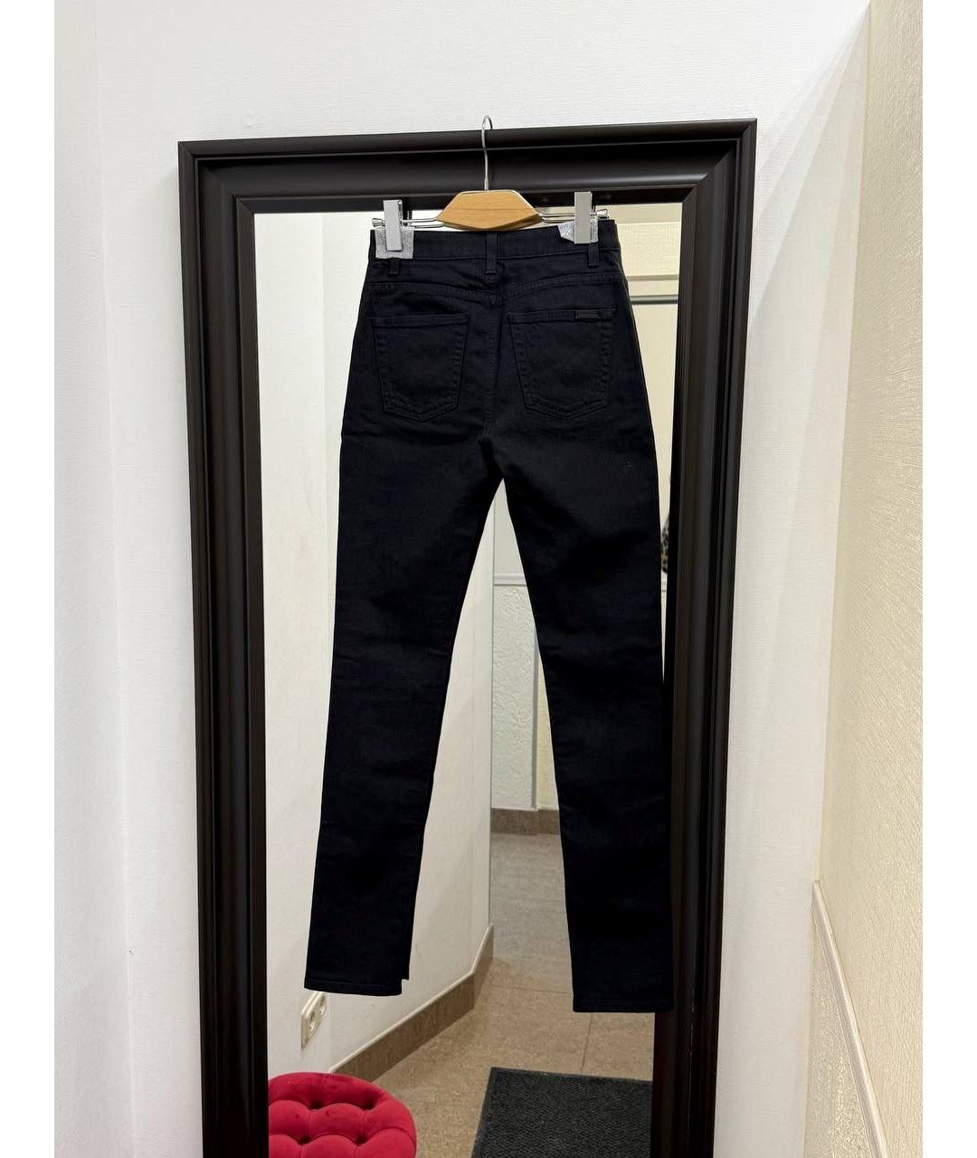 SAINT LAURENT Черные хлопко-эластановые прямые джинсы, фото 2