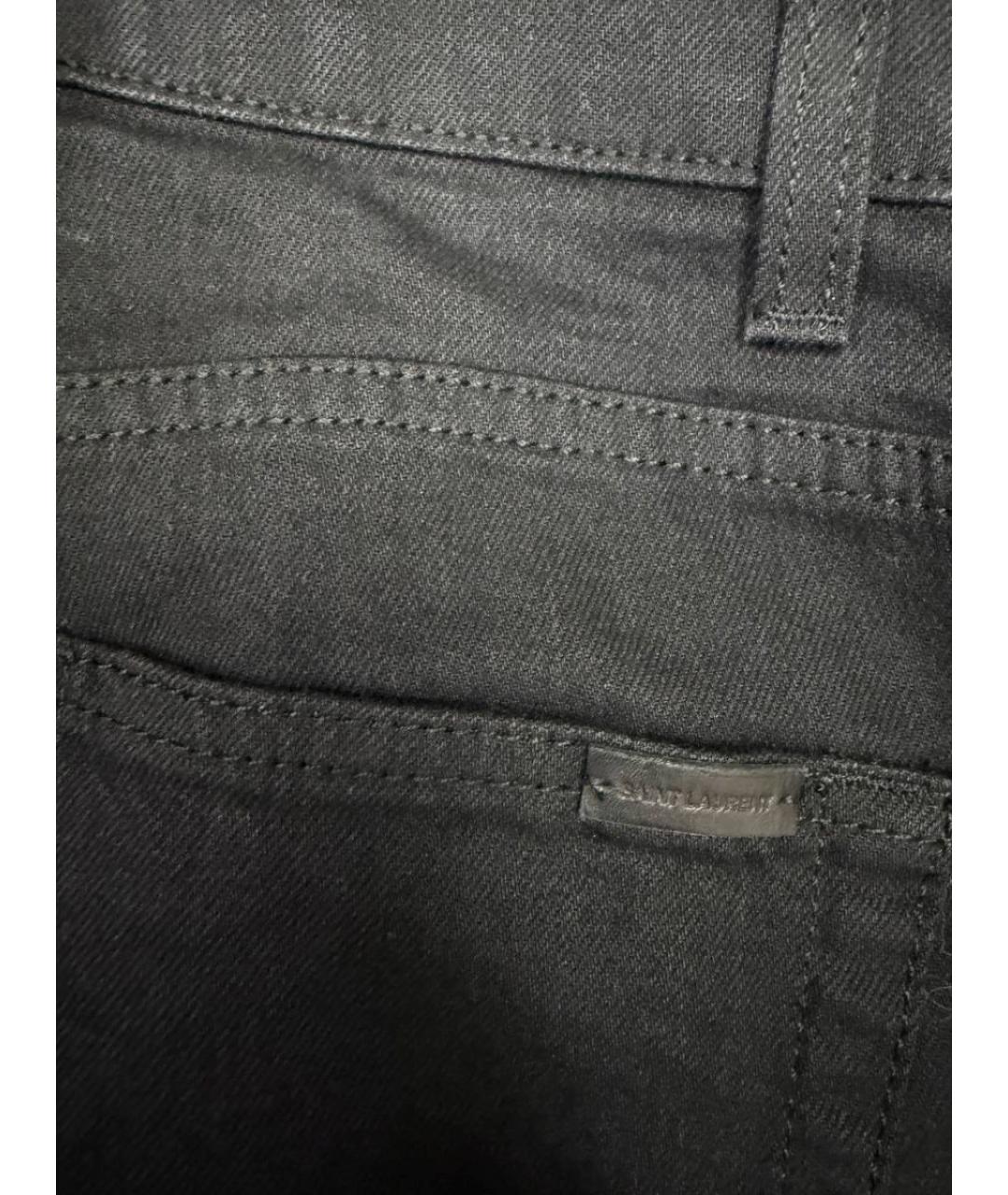 SAINT LAURENT Черные хлопко-эластановые прямые джинсы, фото 7