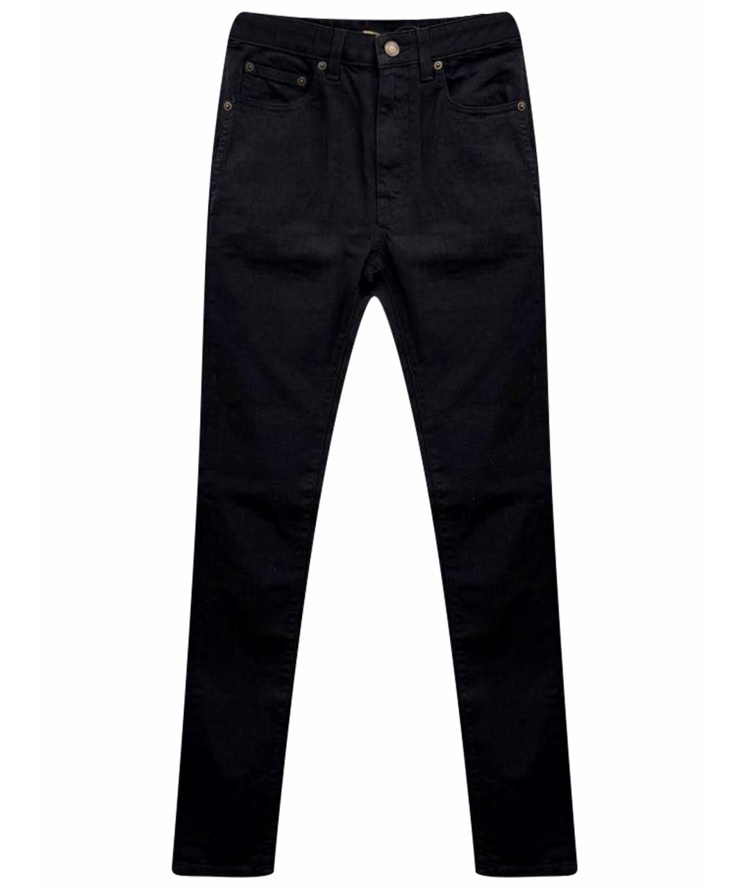 SAINT LAURENT Черные хлопко-эластановые прямые джинсы, фото 1