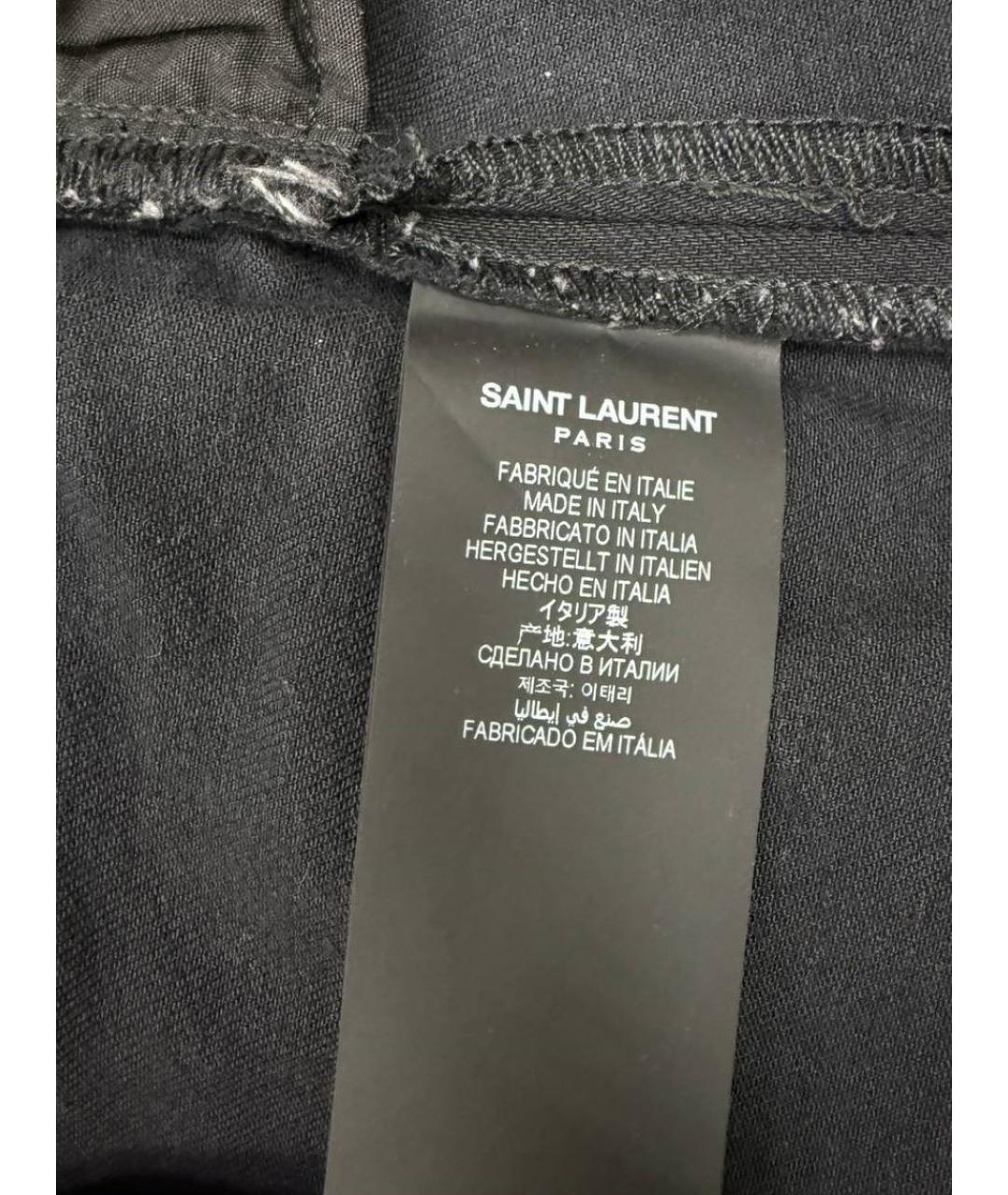 SAINT LAURENT Черные хлопко-эластановые прямые джинсы, фото 5