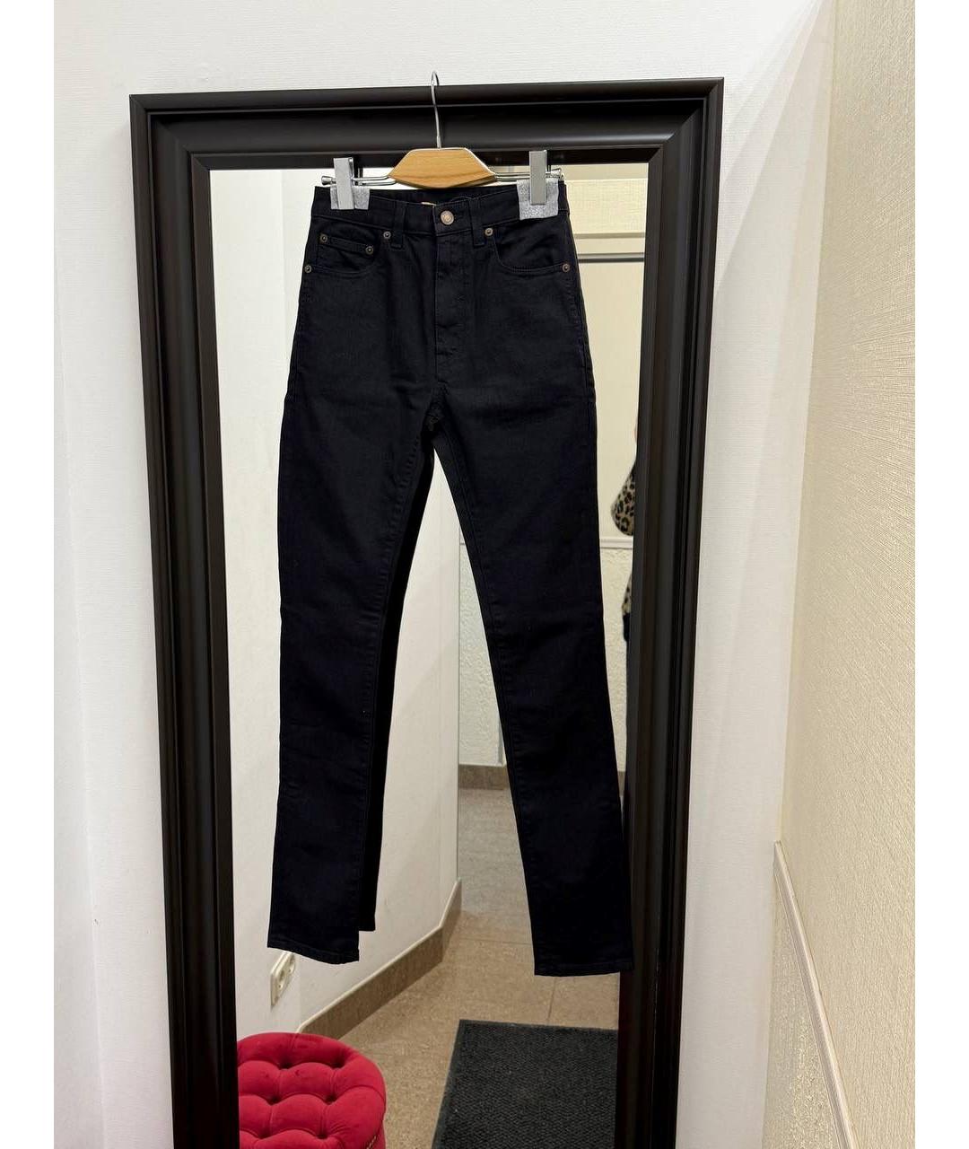 SAINT LAURENT Черные хлопко-эластановые прямые джинсы, фото 9