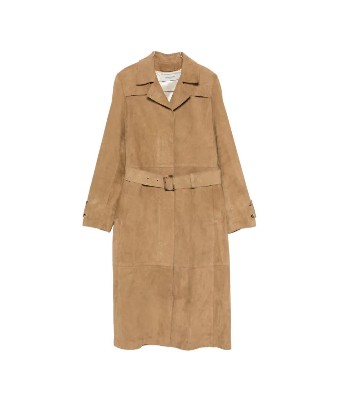 GOLDEN GOOSE DELUXE BRAND Бежевый замшевый тренч/плащ, фото 1