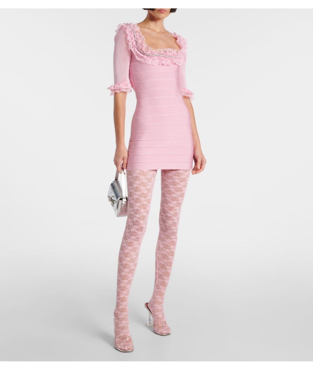 SELF-PORTRAIT Розовое вискозное коктейльное платье, фото 4