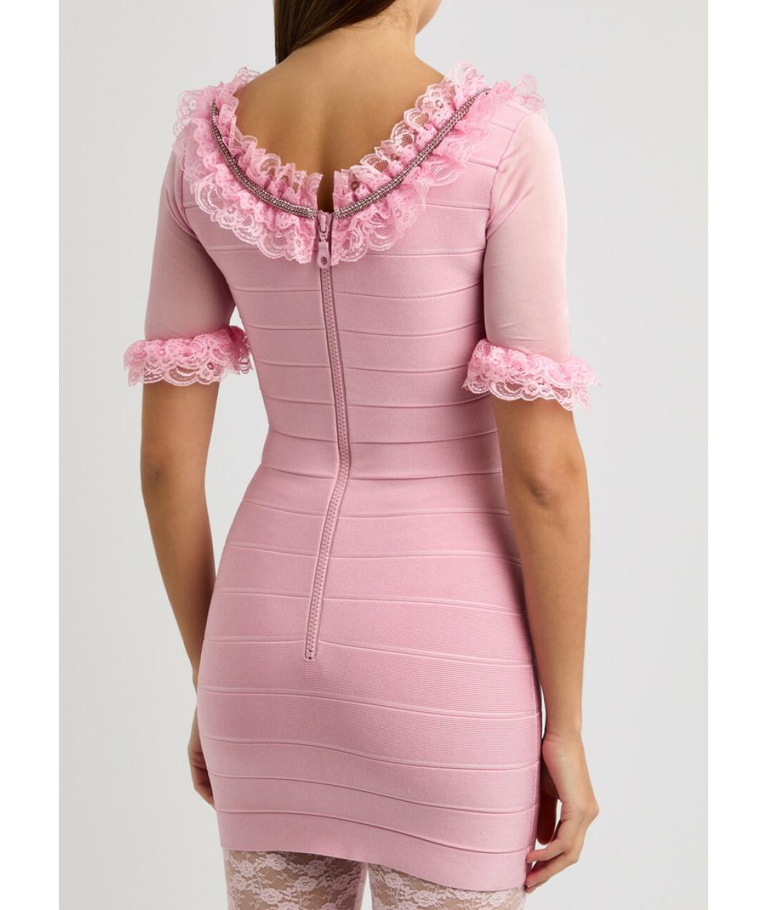 SELF-PORTRAIT Розовое вискозное коктейльное платье, фото 9