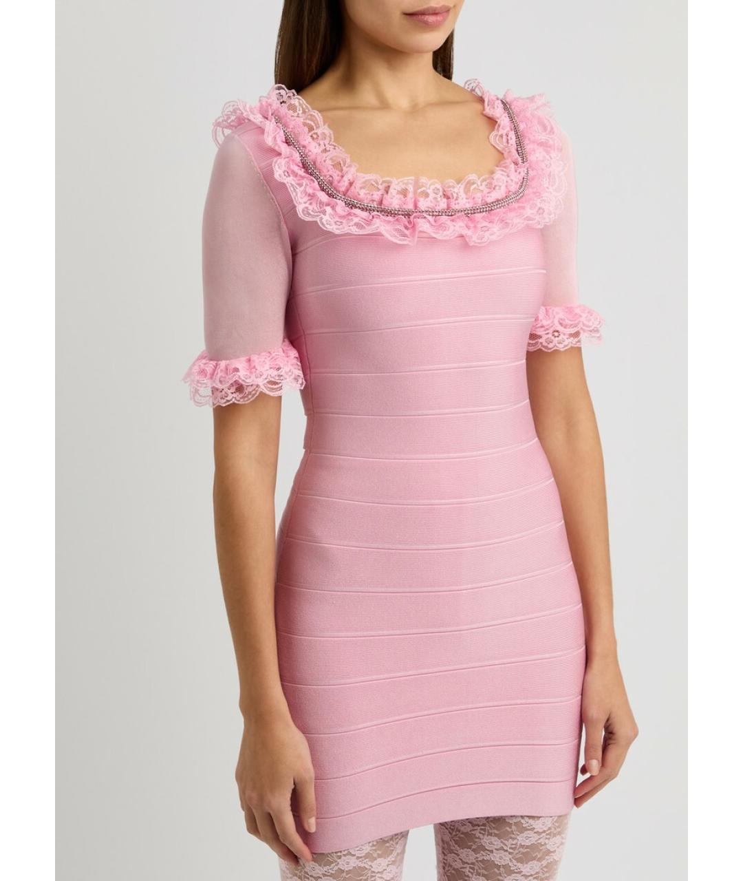 SELF-PORTRAIT Розовое вискозное коктейльное платье, фото 8