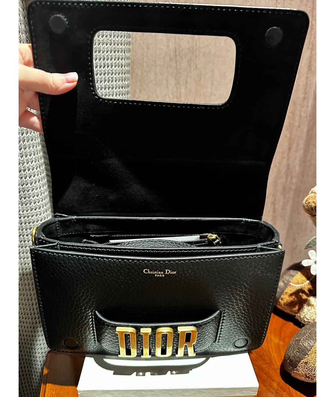 CHRISTIAN DIOR Черная кожаная сумка через плечо, фото 6