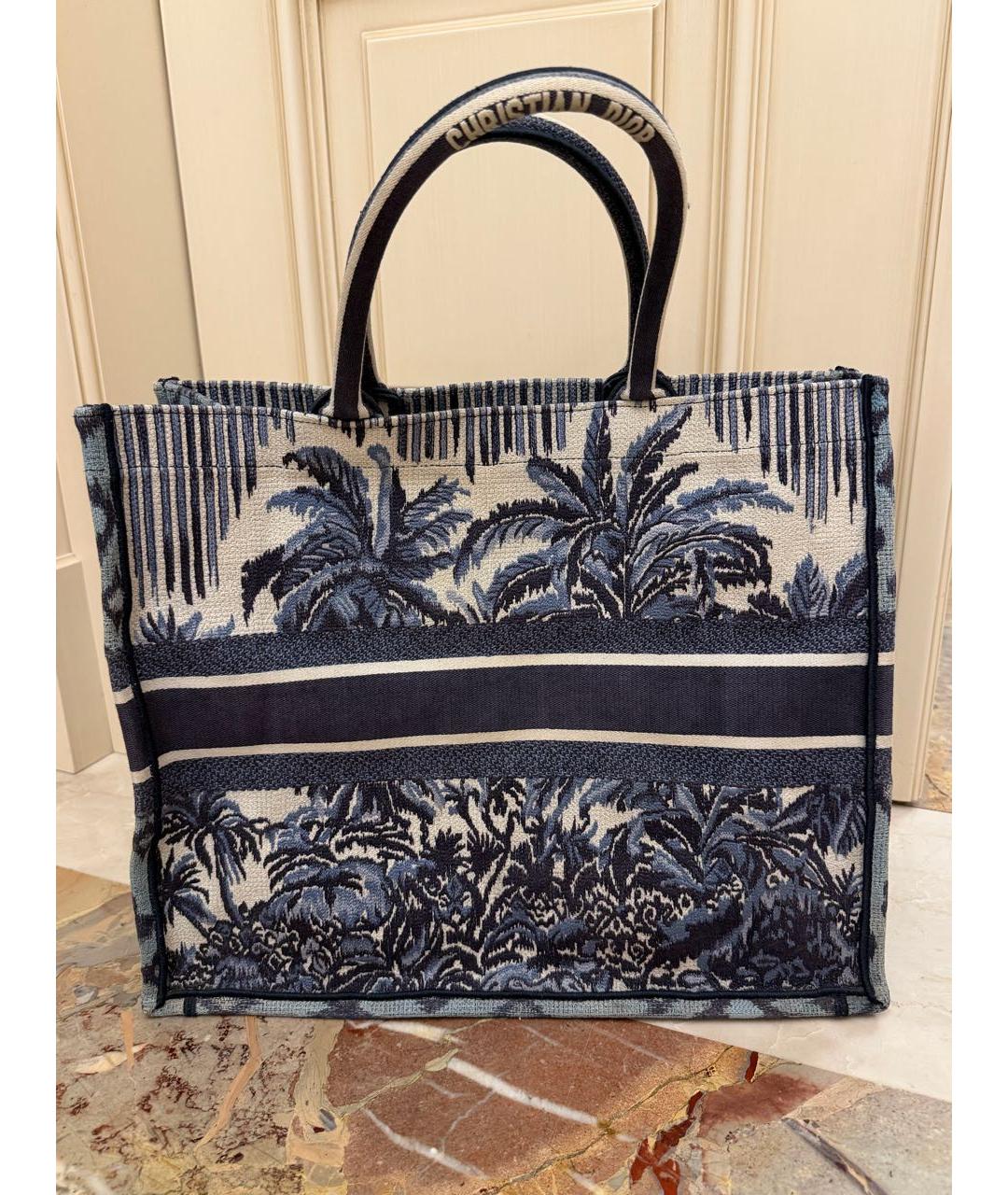 CHRISTIAN DIOR Синяя жаккардовая сумка тоут, фото 3