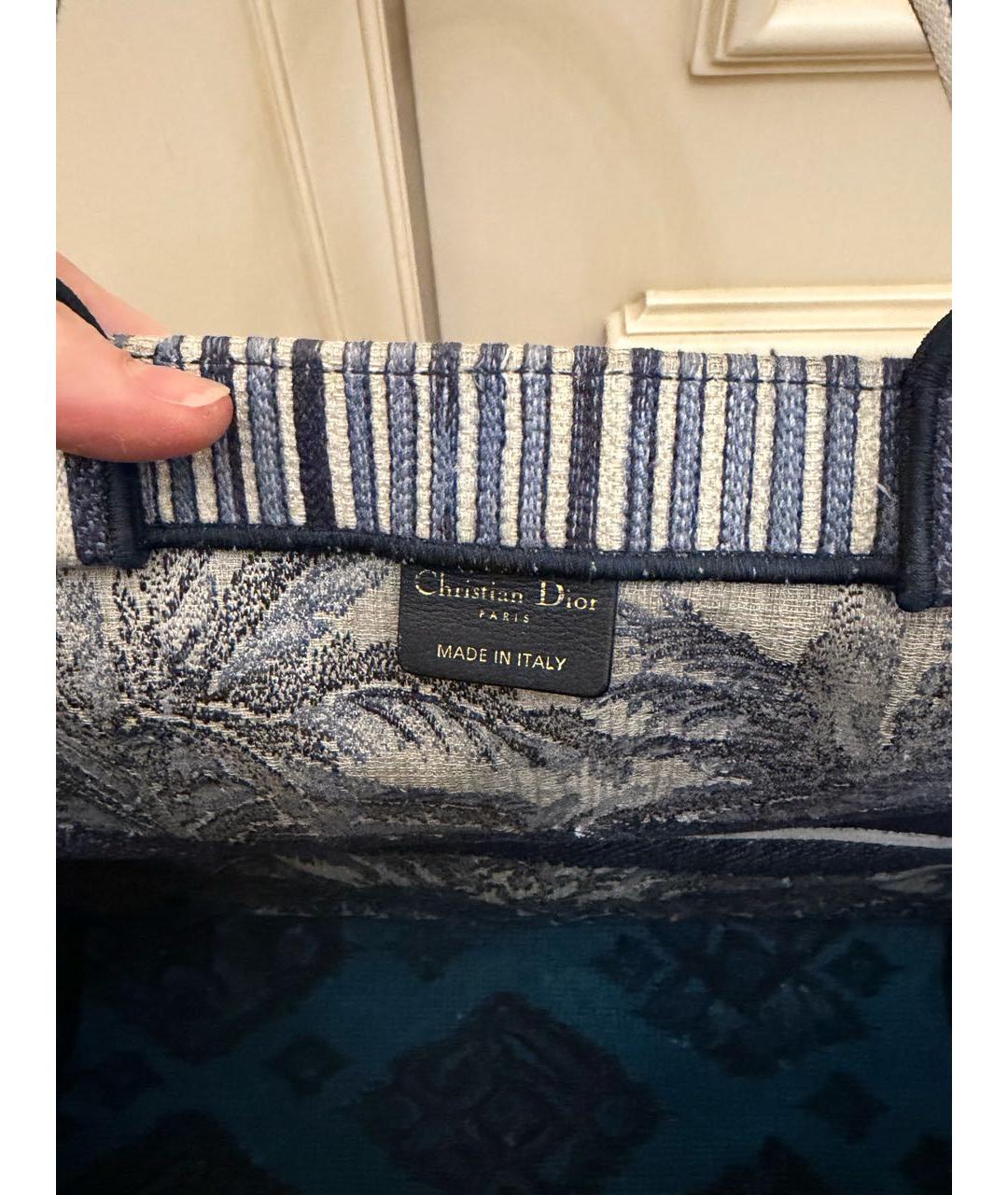 CHRISTIAN DIOR Синяя жаккардовая сумка тоут, фото 4