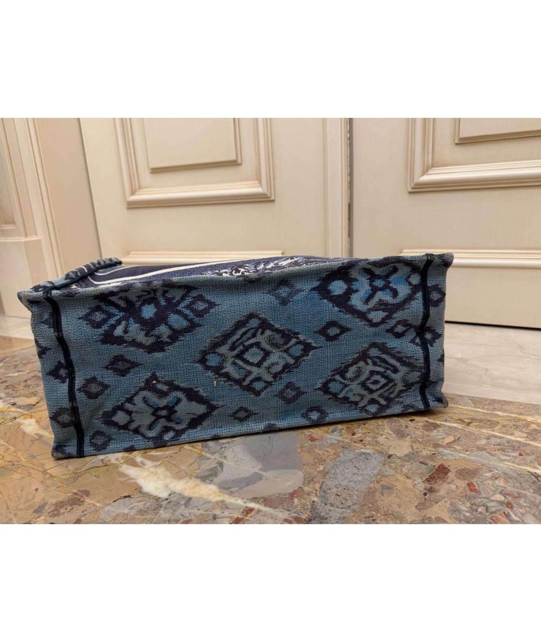 CHRISTIAN DIOR Синяя жаккардовая сумка тоут, фото 5