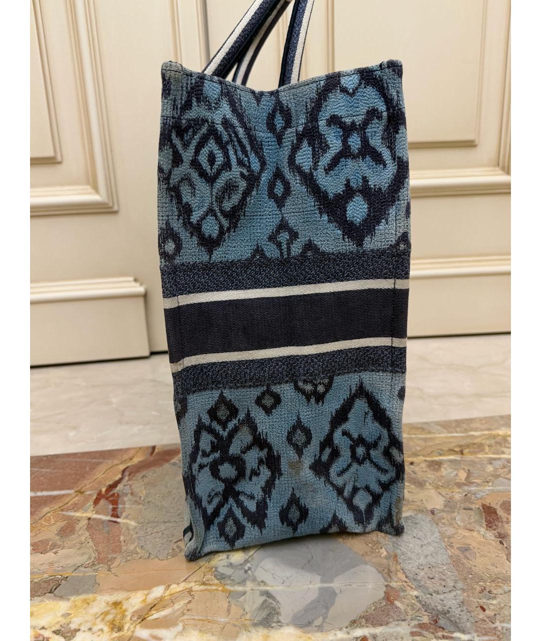 CHRISTIAN DIOR Синяя жаккардовая сумка тоут, фото 6