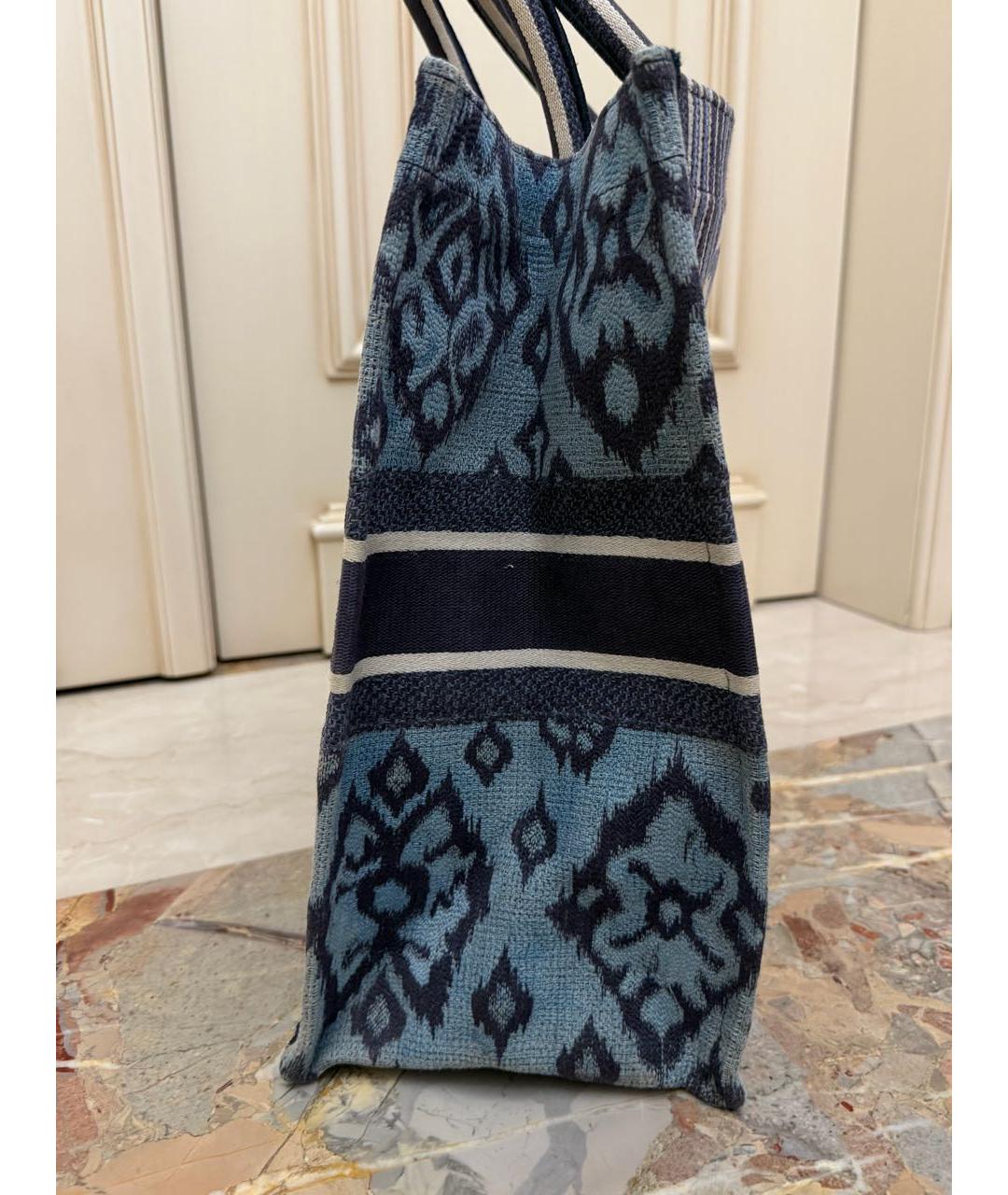 CHRISTIAN DIOR Синяя жаккардовая сумка тоут, фото 2