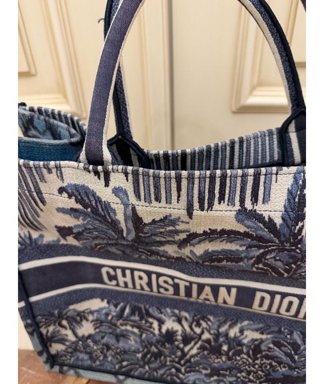 CHRISTIAN DIOR Синяя жаккардовая сумка тоут, фото 7