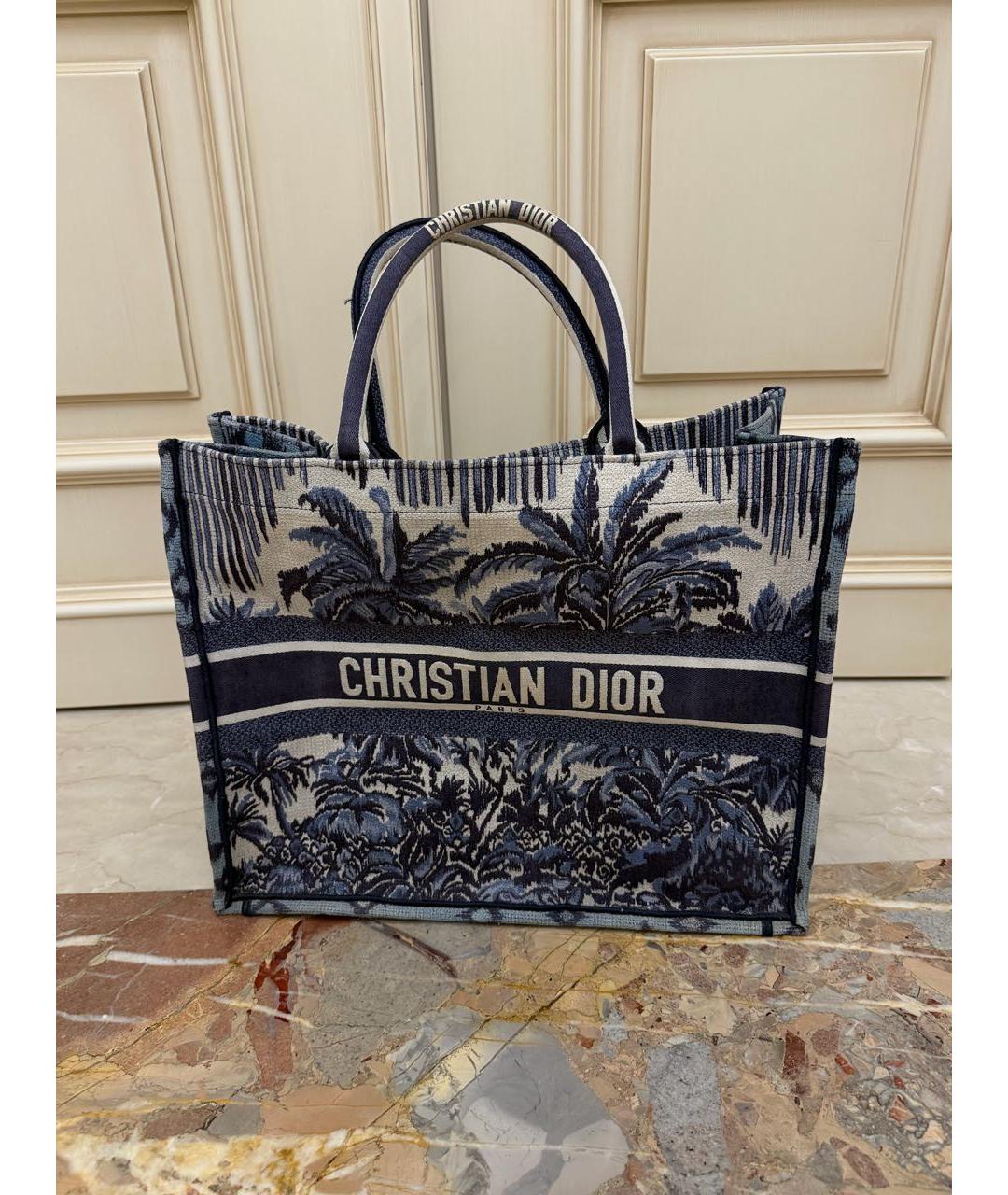 CHRISTIAN DIOR Синяя жаккардовая сумка тоут, фото 9