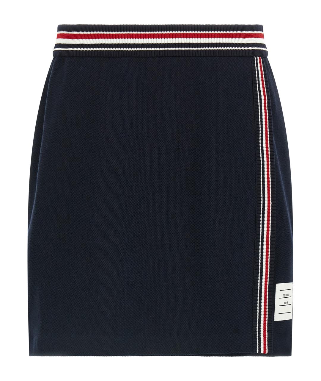 THOM BROWNE Синяя хлопковая юбка мини, фото 1