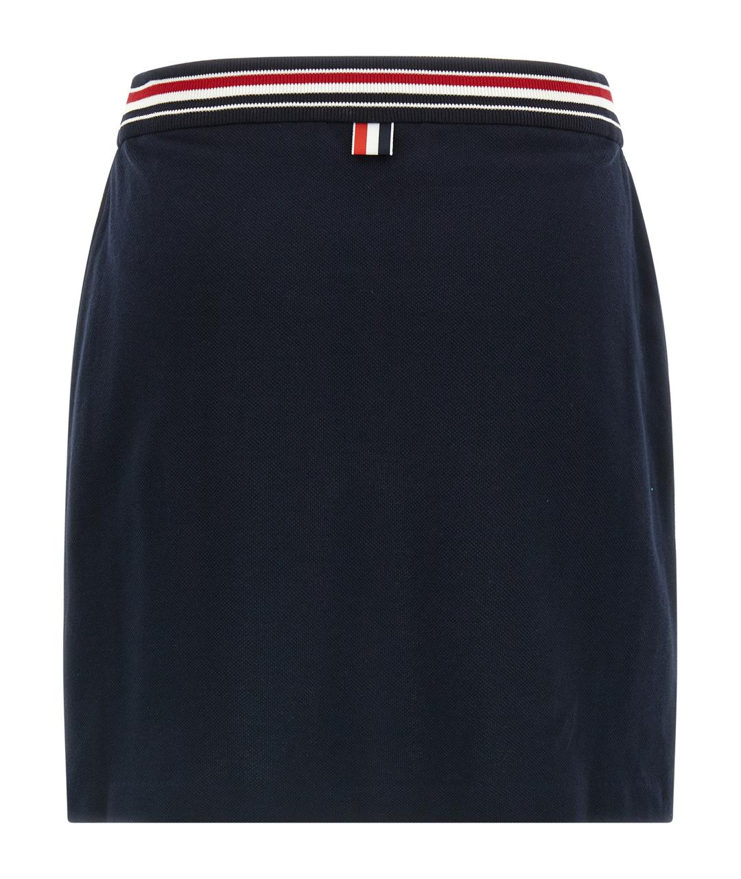 THOM BROWNE Синяя хлопковая юбка мини, фото 2