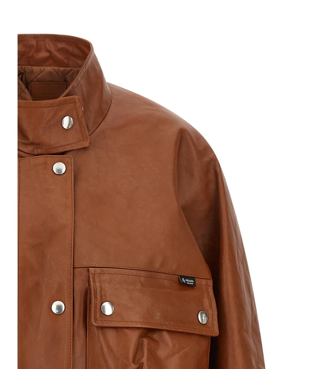 PRADA Коричневая кожаная куртка, фото 1