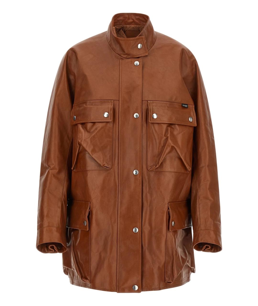 PRADA Коричневая кожаная куртка, фото 3