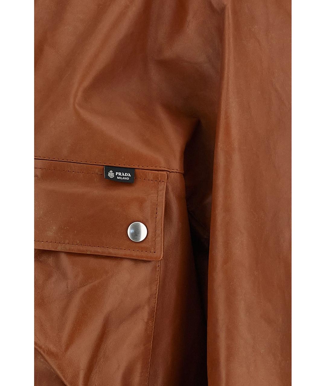 PRADA Коричневая кожаная куртка, фото 5
