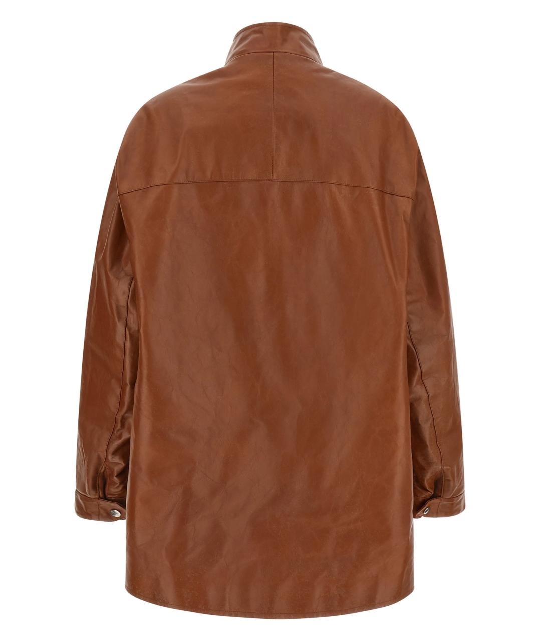 PRADA Коричневая кожаная куртка, фото 4