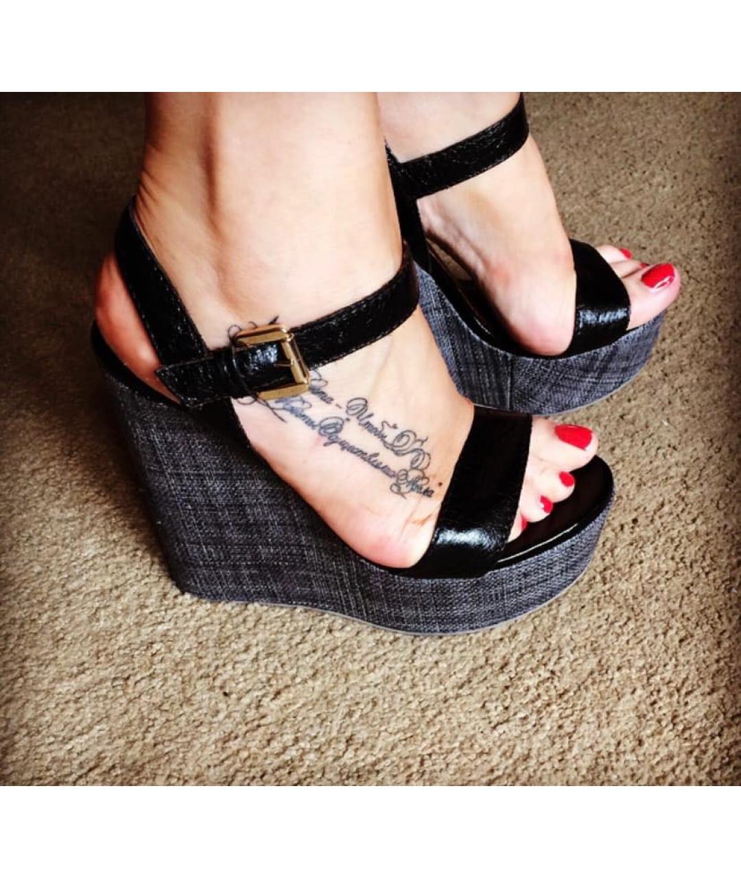 EMPORIO ARMANI Черные кожаные босоножки, фото 7