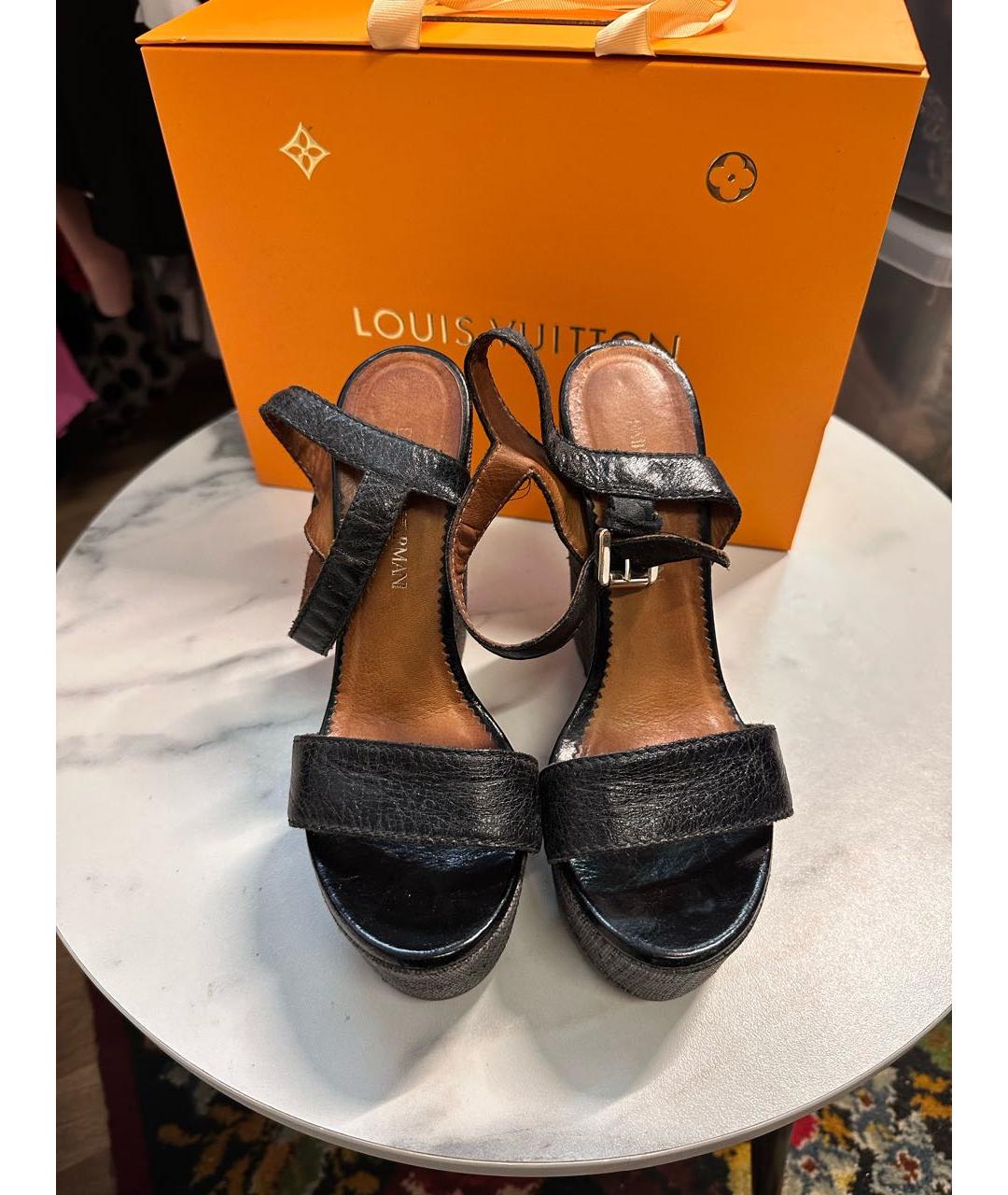 EMPORIO ARMANI Черные кожаные босоножки, фото 2