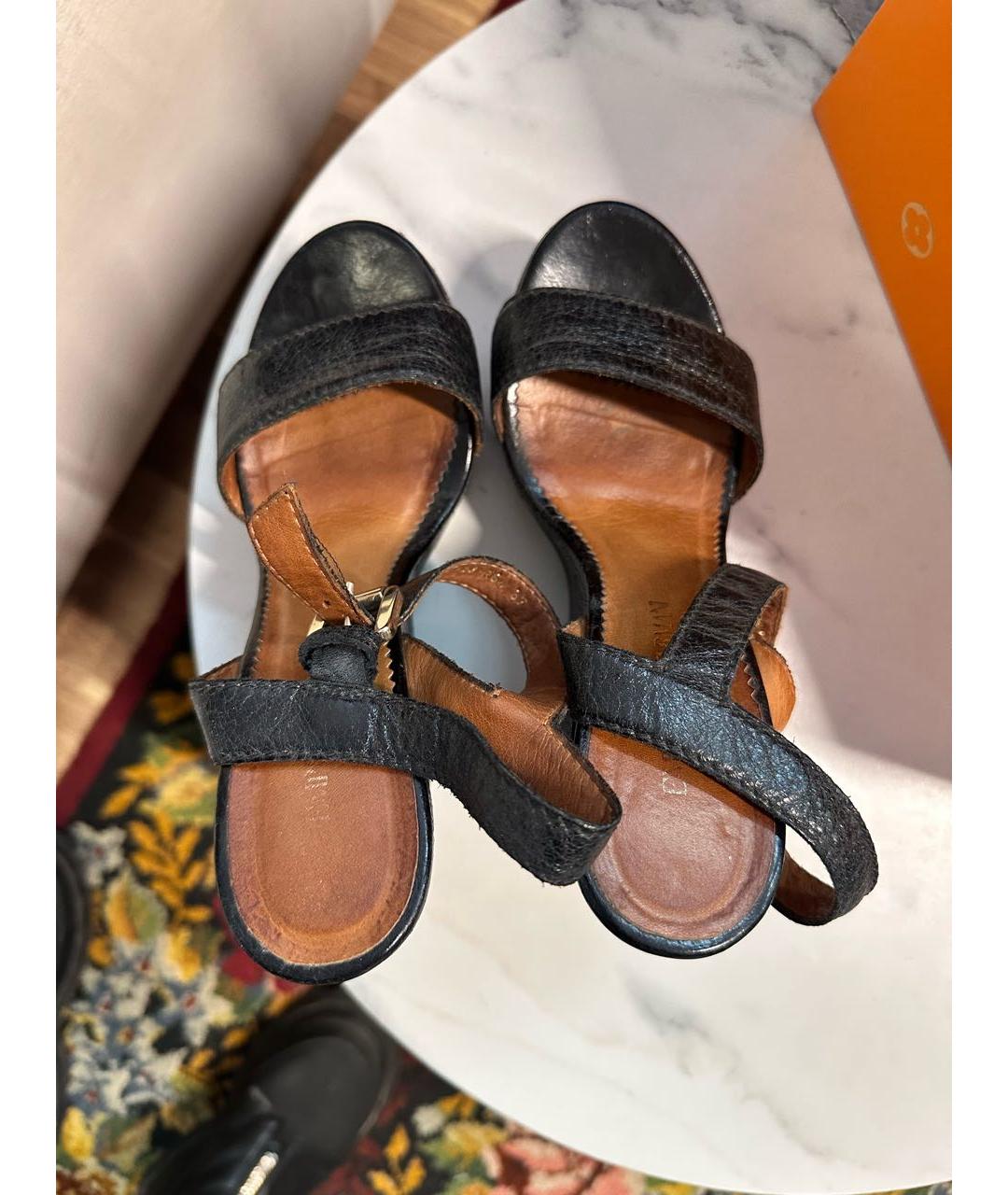 EMPORIO ARMANI Черные кожаные босоножки, фото 3