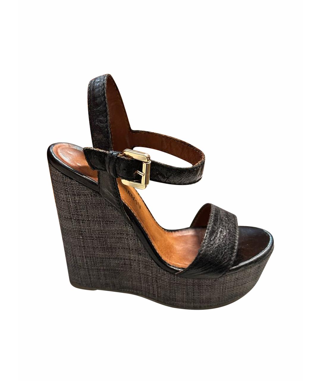 EMPORIO ARMANI Черные кожаные босоножки, фото 8