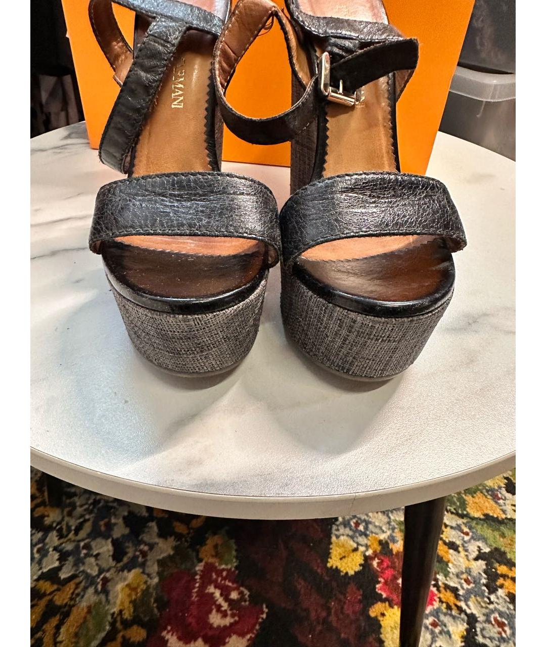 EMPORIO ARMANI Черные кожаные босоножки, фото 5