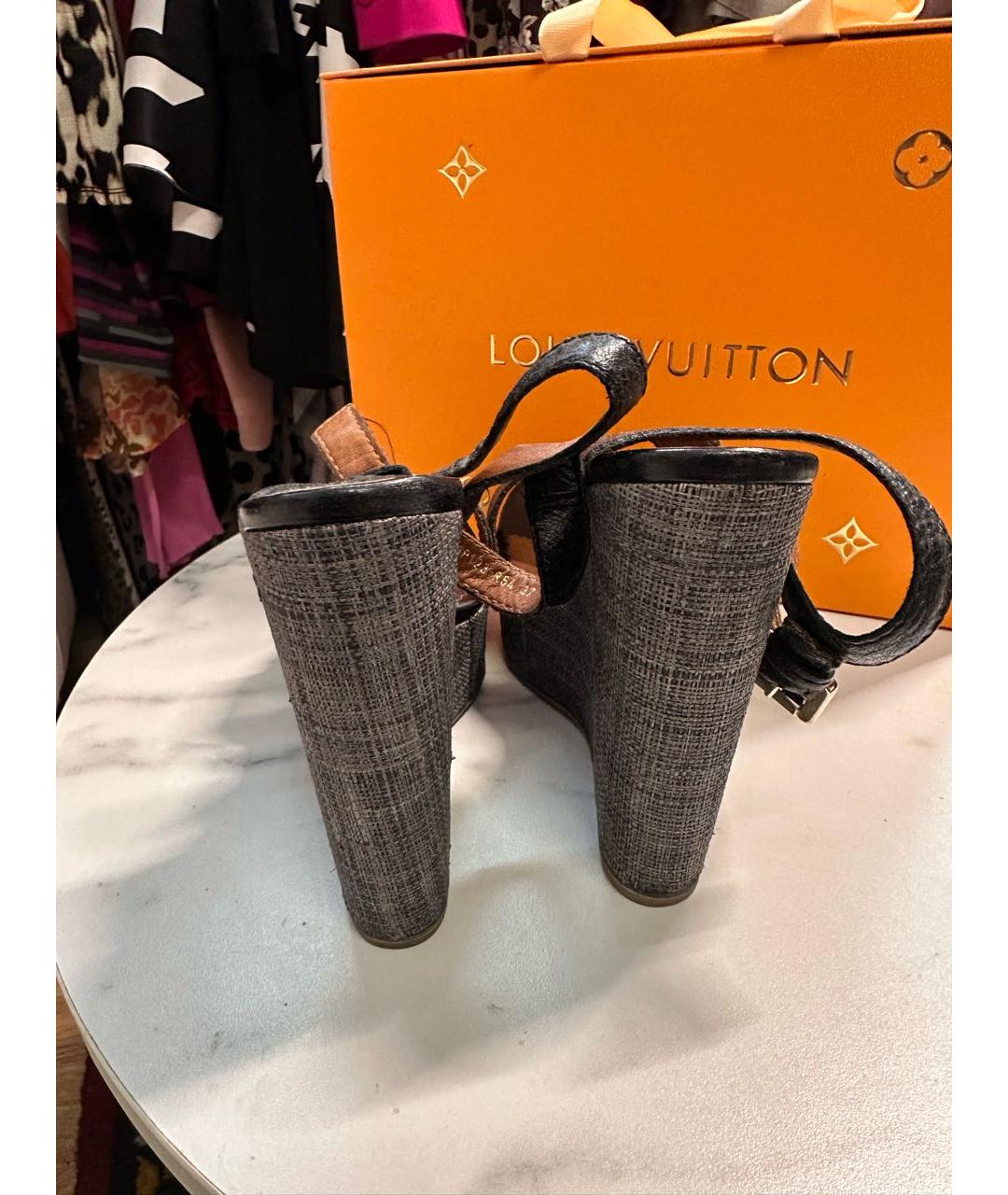 EMPORIO ARMANI Черные кожаные босоножки, фото 4