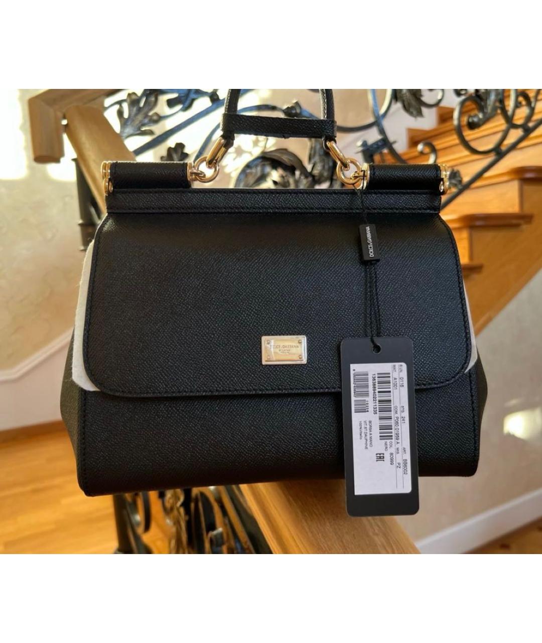 DOLCE&GABBANA Черная кожаная сумка через плечо, фото 5