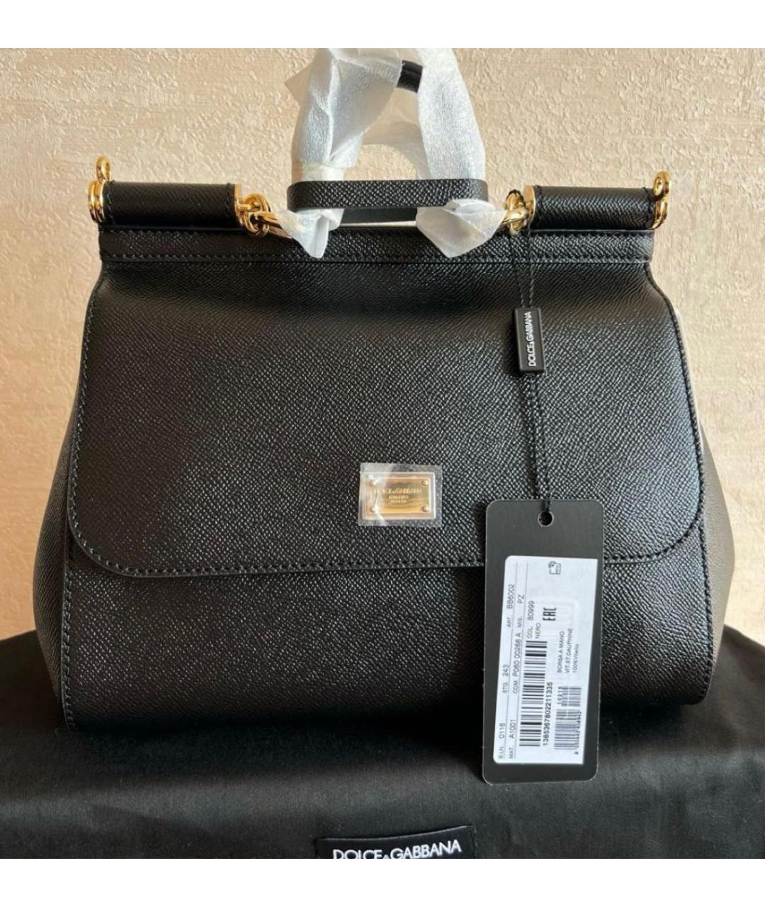DOLCE&GABBANA Черная кожаная сумка через плечо, фото 3