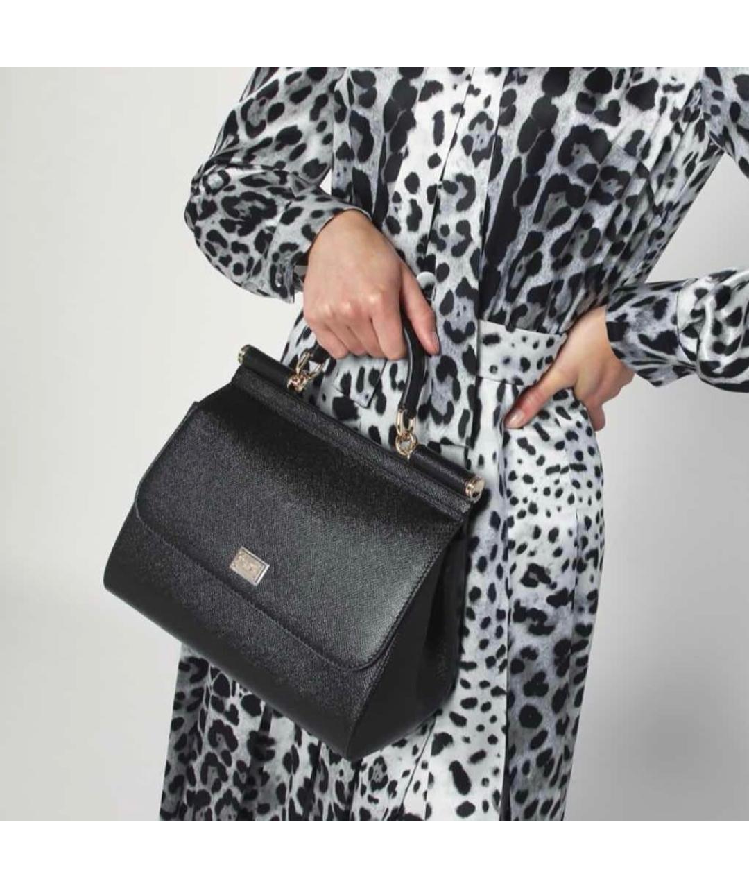 DOLCE&GABBANA Черная кожаная сумка через плечо, фото 8