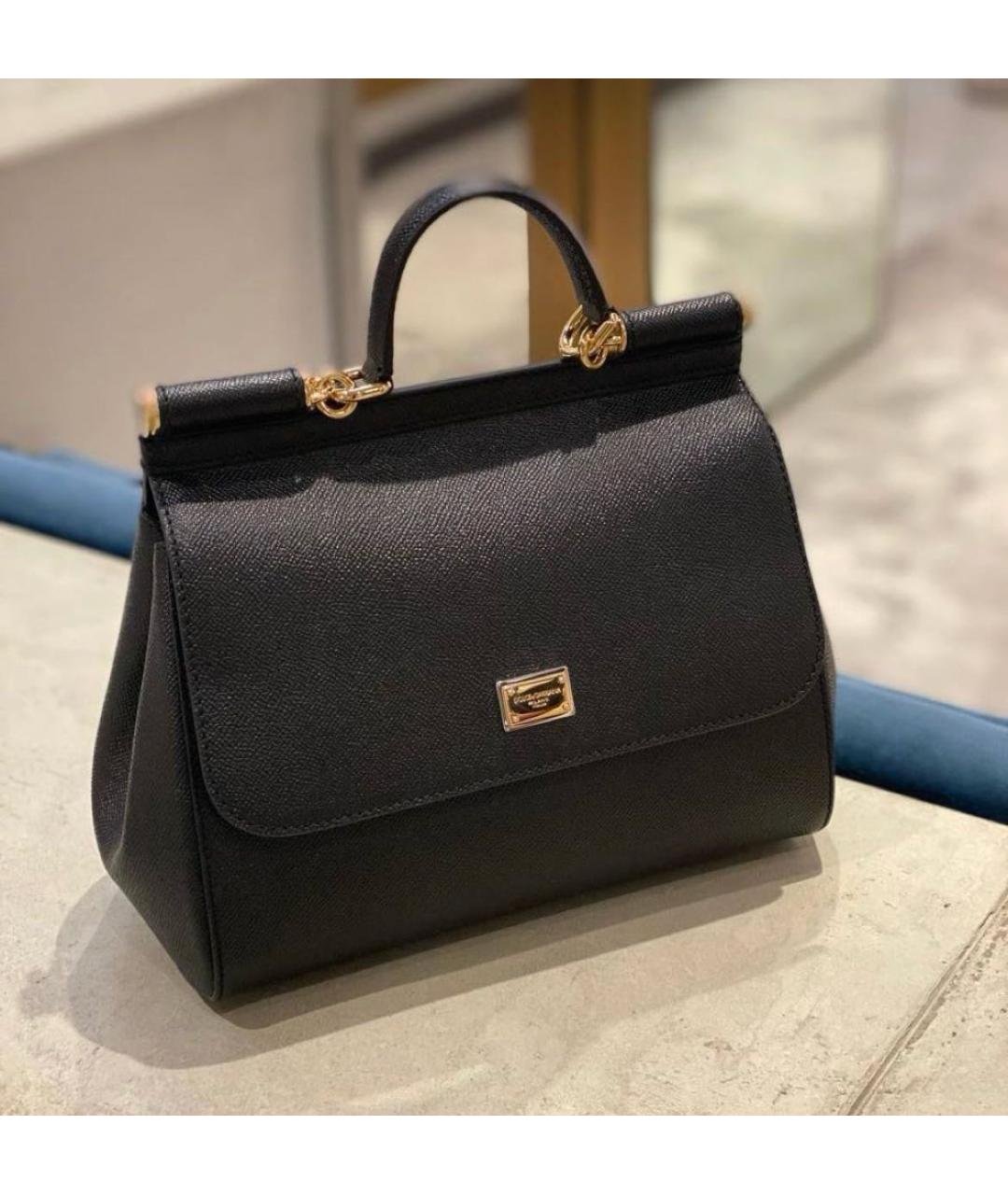 DOLCE&GABBANA Черная кожаная сумка через плечо, фото 2