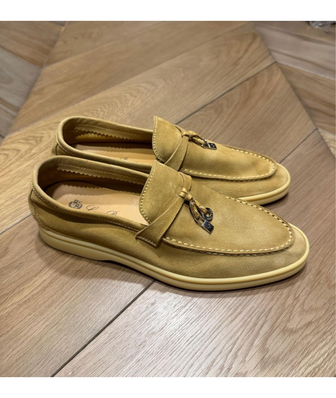 LORO PIANA Горчичные замшевые лоферы, фото 5