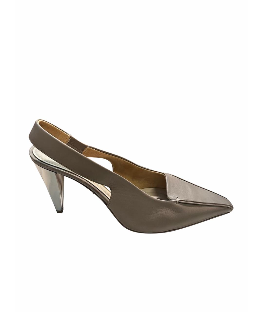 MAX MARA Серые кожаные туфли, фото 1